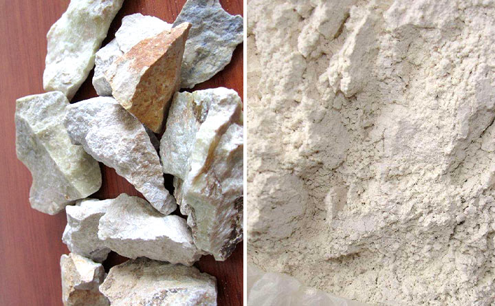 經(jīng)破碎磨粉后的葉臘石 經(jīng)破碎磨粉后的葉臘石