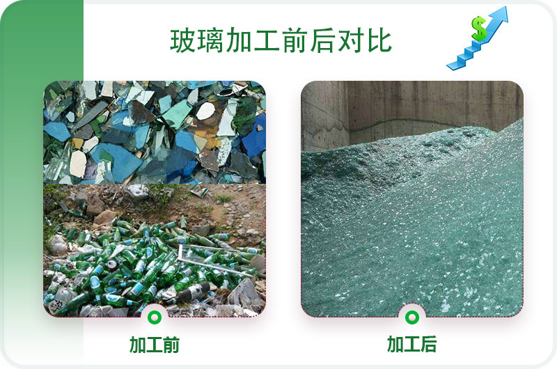 玻璃粉碎前后對比 玻璃粉碎前后對比